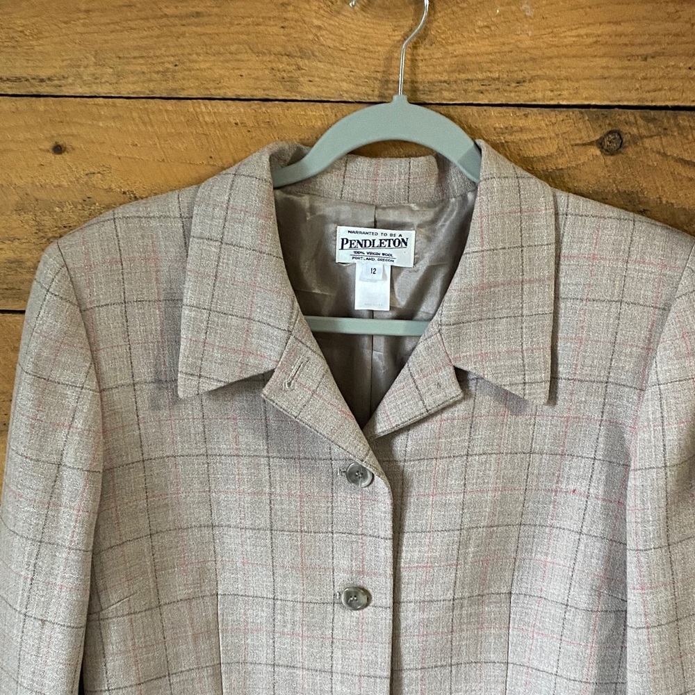 Pendleton Women's Blazer - Beige Checkered - image 2